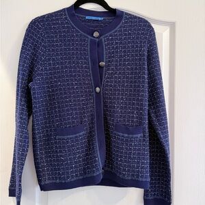 J. McLaughlin Navy Textured Knit Cardigan